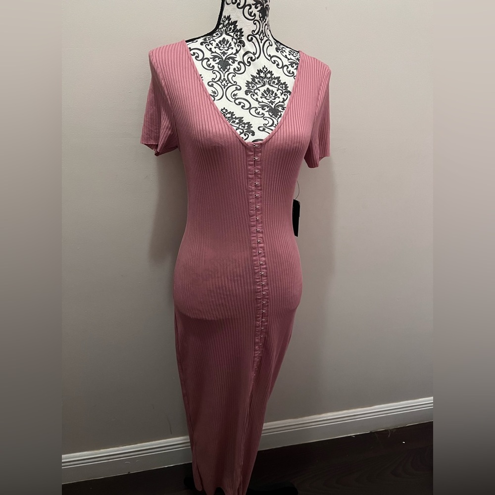 Pink Body Con Maxi Dress